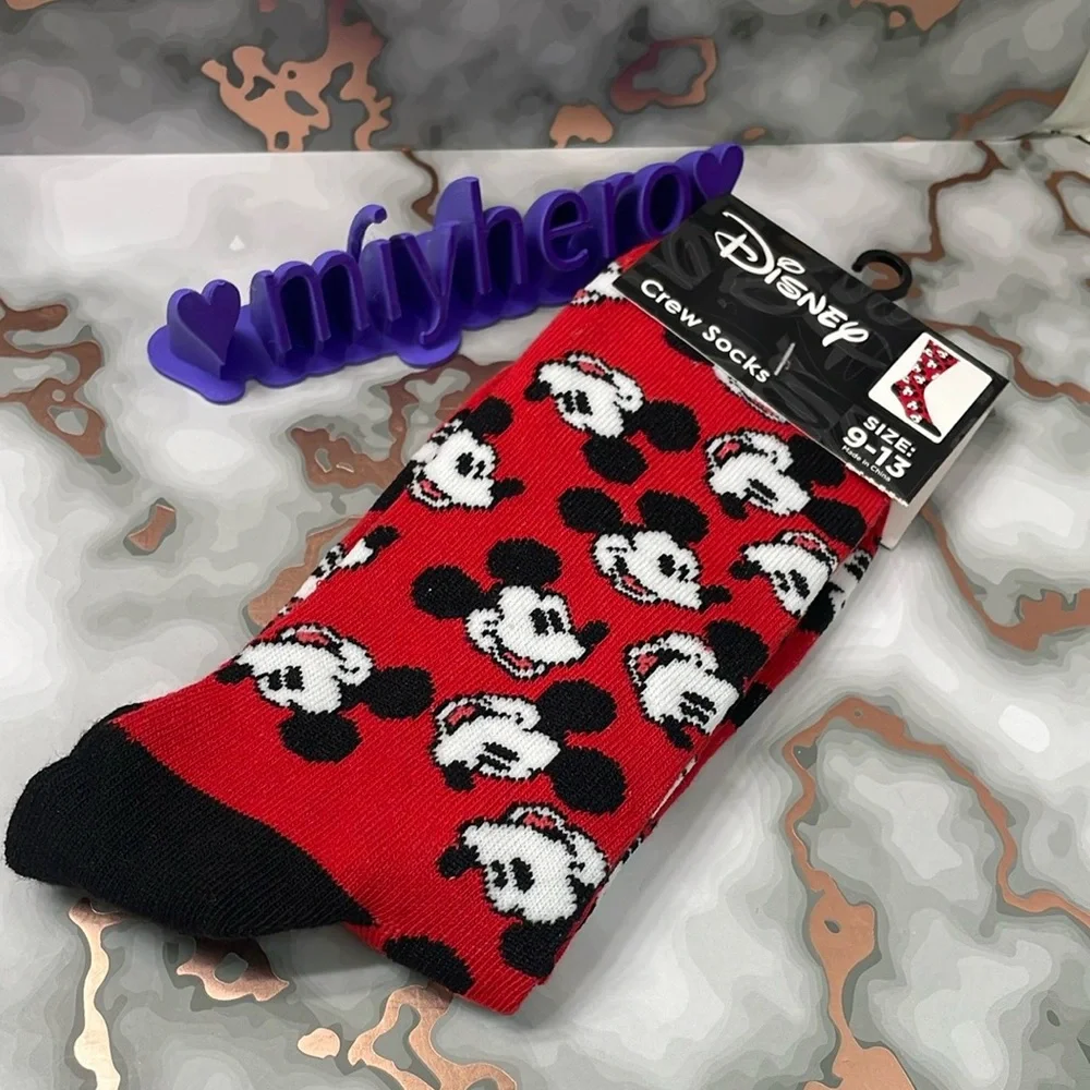 Disney Mickey Mouse 3‑Piece Set • Checkered Mini Tote + Crew Socks + Lanyard NWT